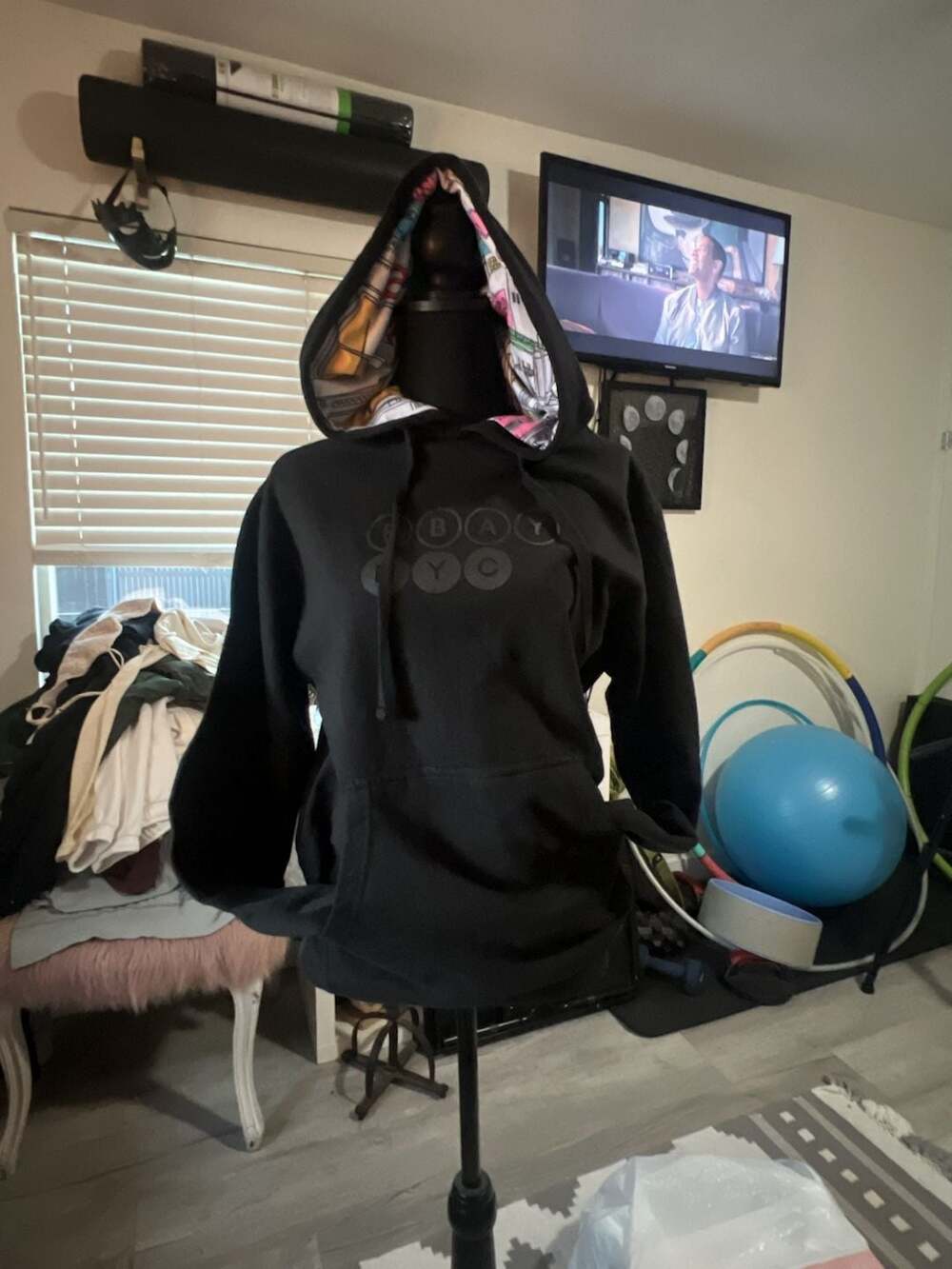 eBay NYC Graphic Lined Hoodie Black